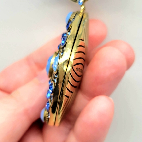 Heidi Daus Art Deco Locket Necklace and Earrings Set with Sapphire Crystals - Picture 9 of 13